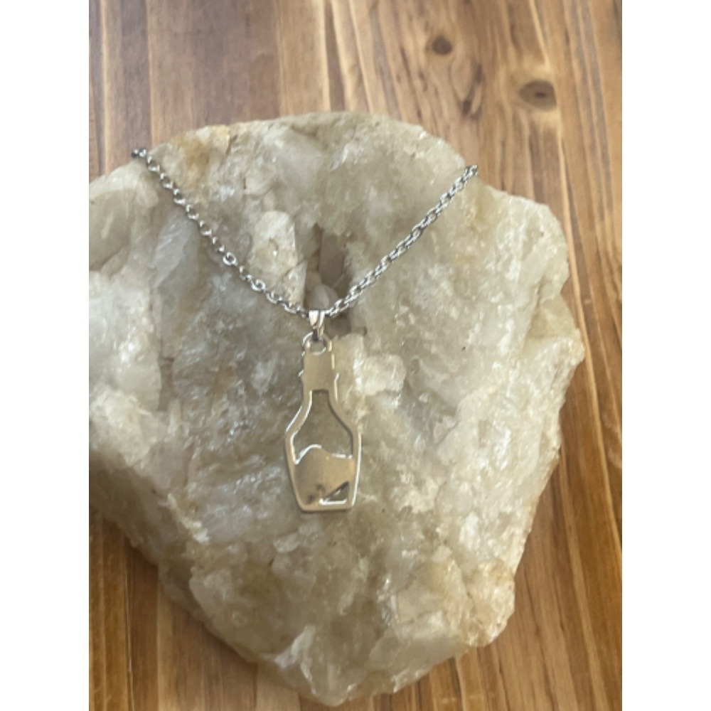 Amethyst Purple Crystal Gemstone Heart In Sterling Silver Bottle Necklace -New - Picture 8 of 13